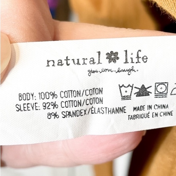 Natural Life mustard oversized boho comfy cotton crochet hippie long sleeve top - Picture 15 of 15